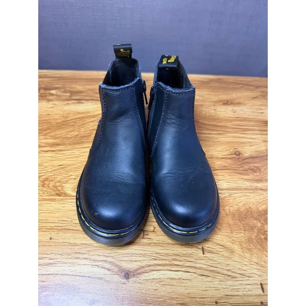 Dr. Martens Kids Black Banzai Leather Chelsea Side Zip Boots  Sz 11